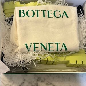 Bottega Veneta Black and Neon Yellow Combat Boots